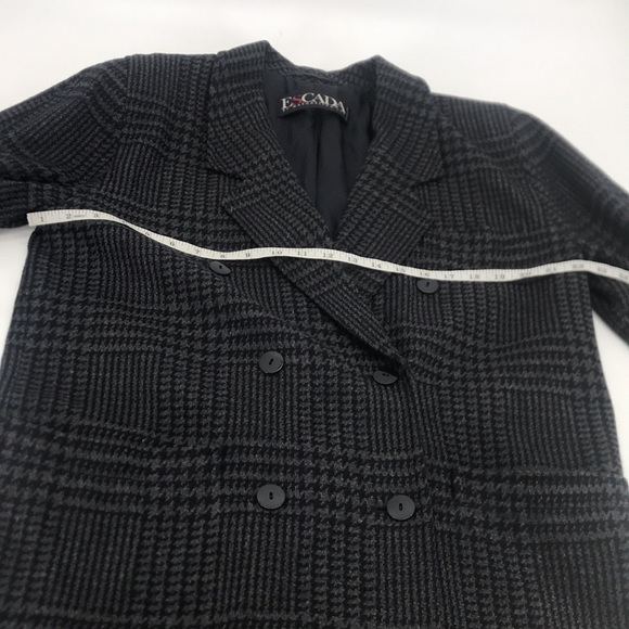 Escada Vintage 80’s Plaid Wool Oversized Double Breasted Long Boyfriend Blazer - Picture 14 of 16
